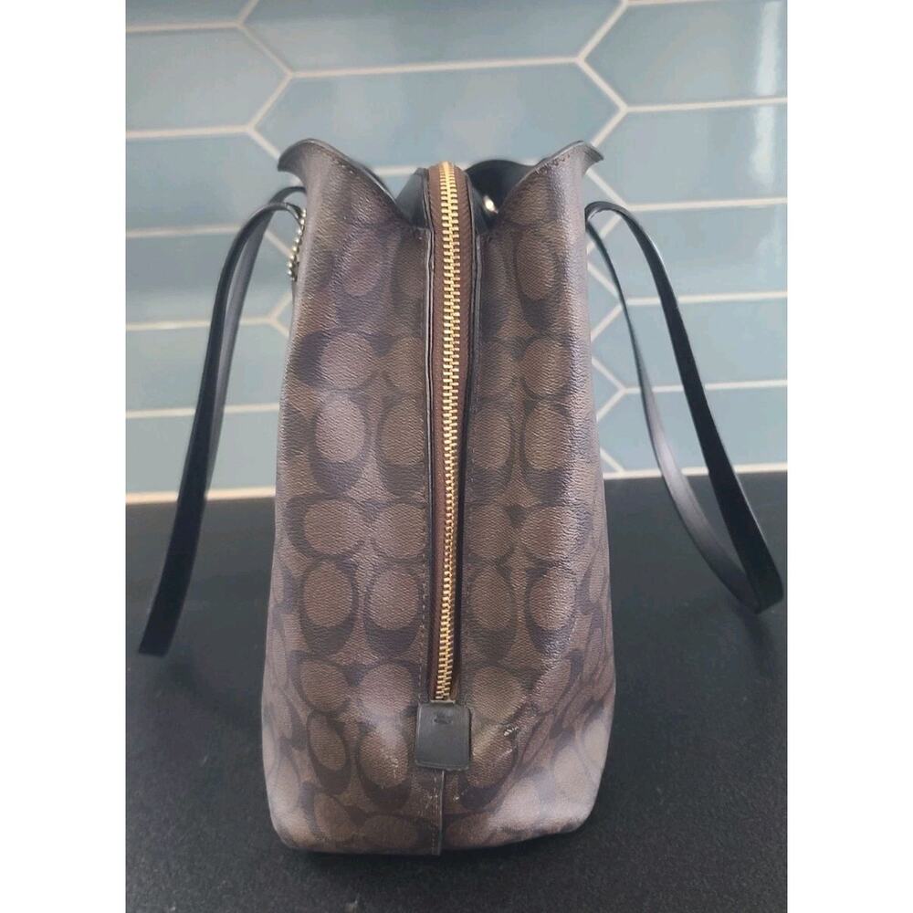 Coach Authentic Brown Signature Coated Canvas Large Avenue Carryall Tote - Picture 11 of 16